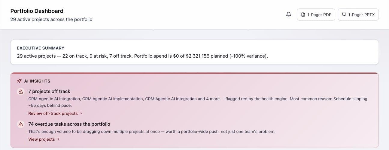 Executa Portfolio dashboard screenshot